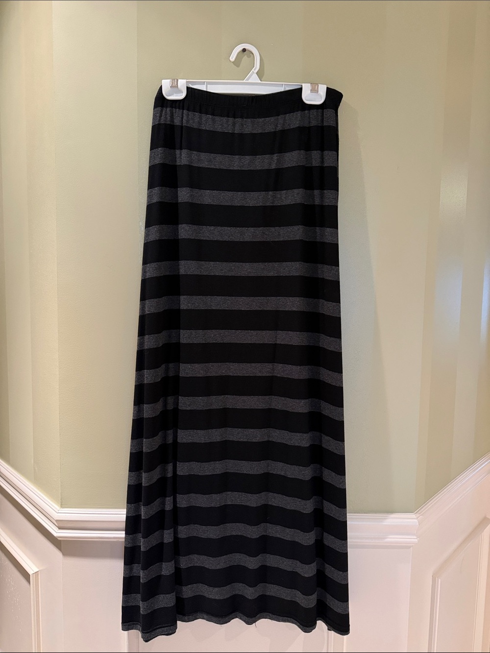 Striped Black and Gray Maxi Skirt